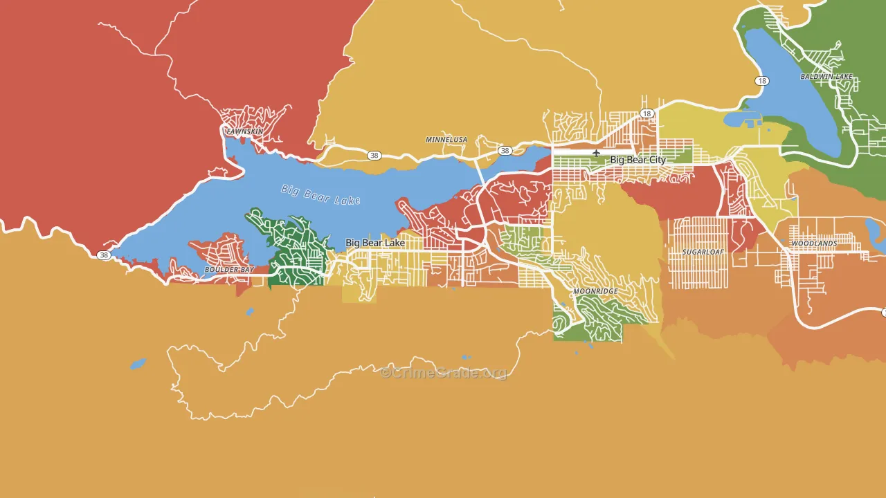 Big Bear Lake, CA Map of Theft Rates