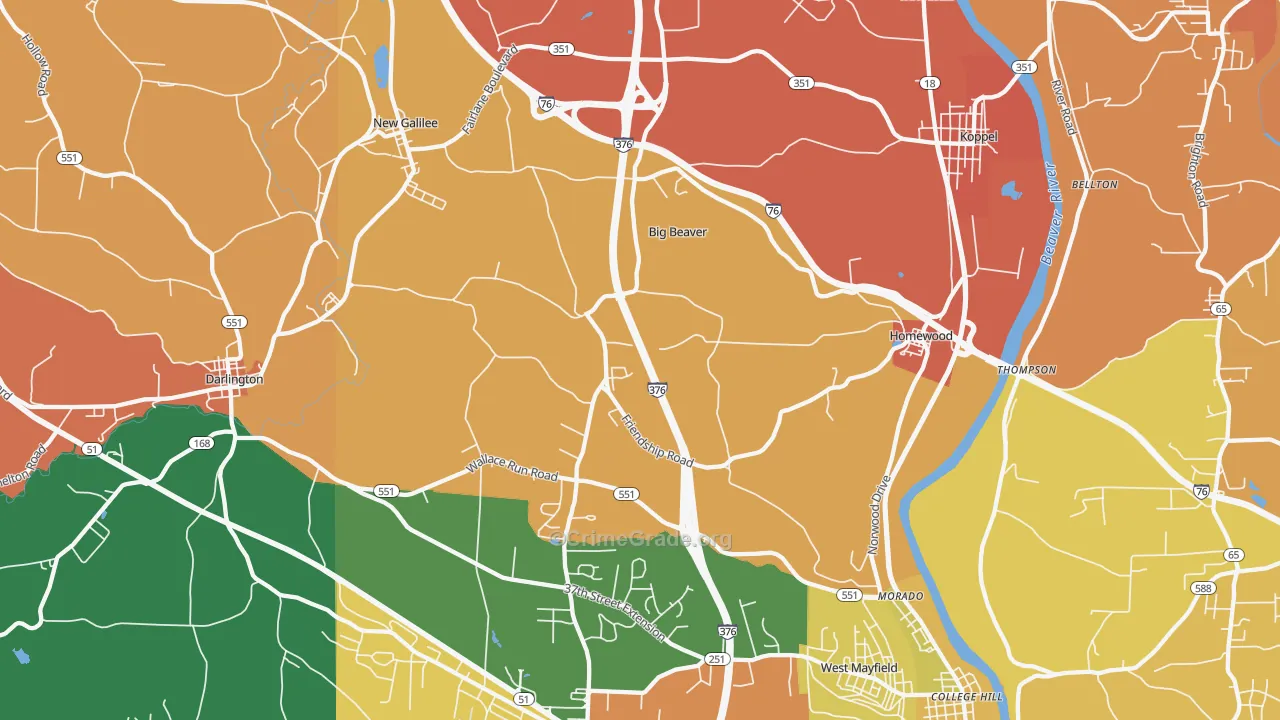 Big Beaver, PA Map of Theft Rates