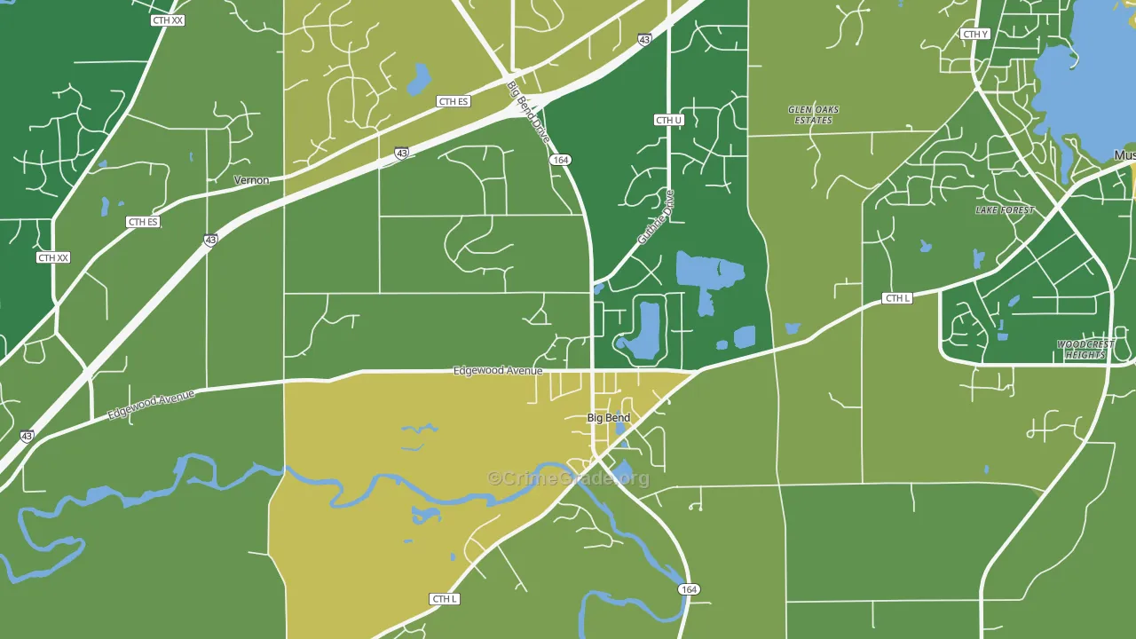 Big Bend, WI Map of Theft Rates
