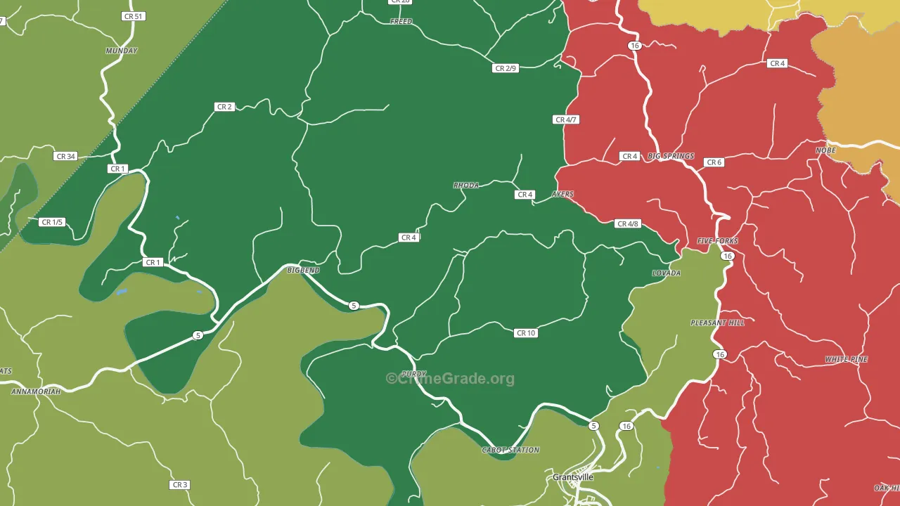 Big Bend, WV Map of Theft Rates