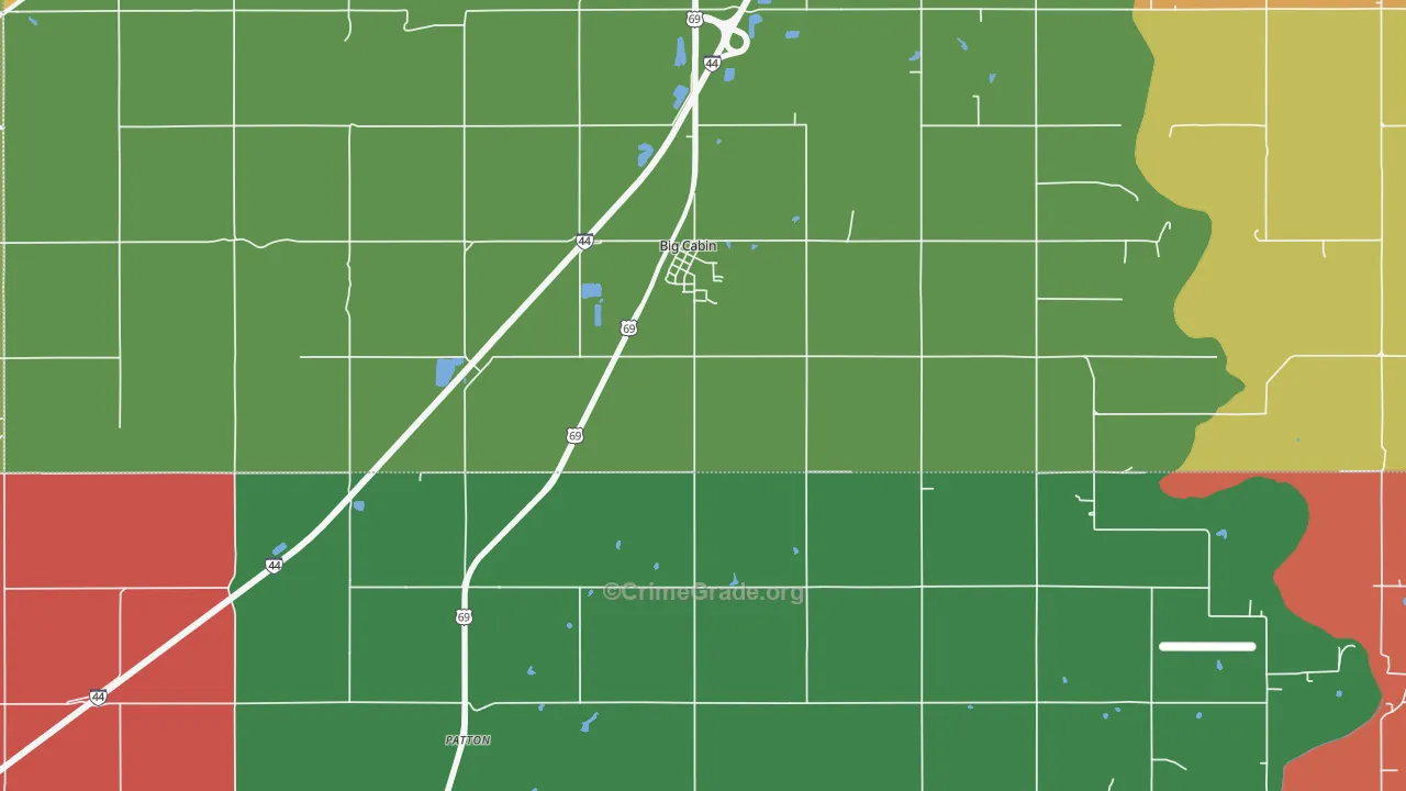 Big Cabin, OK Map of Theft Rates
