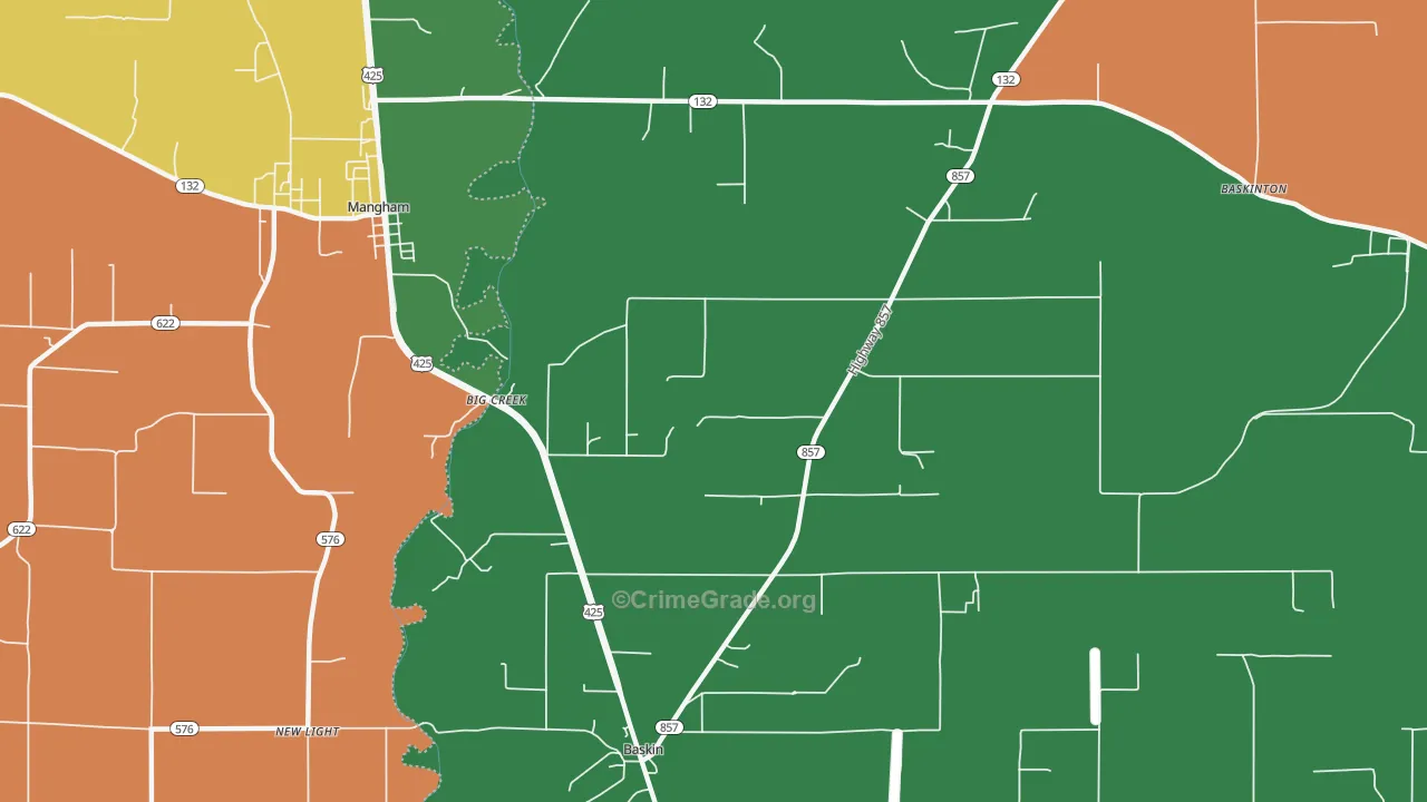 Big Creek, LA Map of Theft Rates