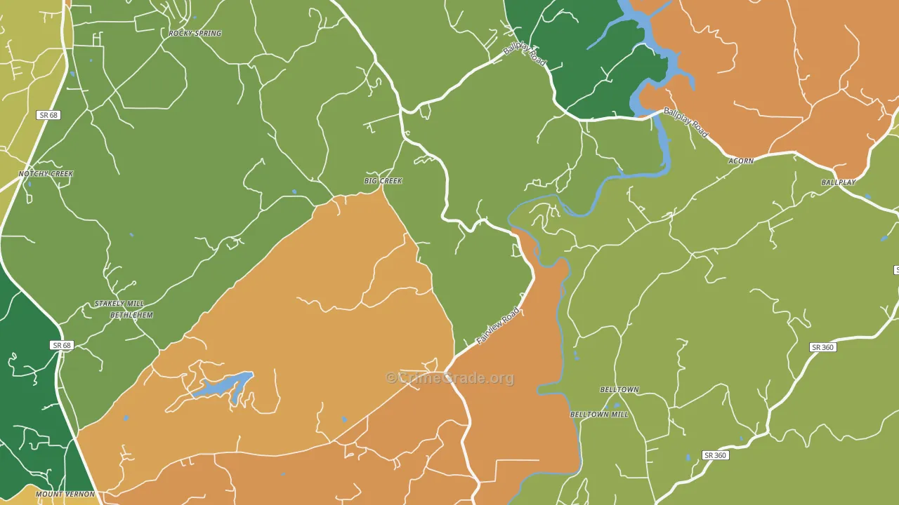 Big Creek, TN Map of Theft Rates