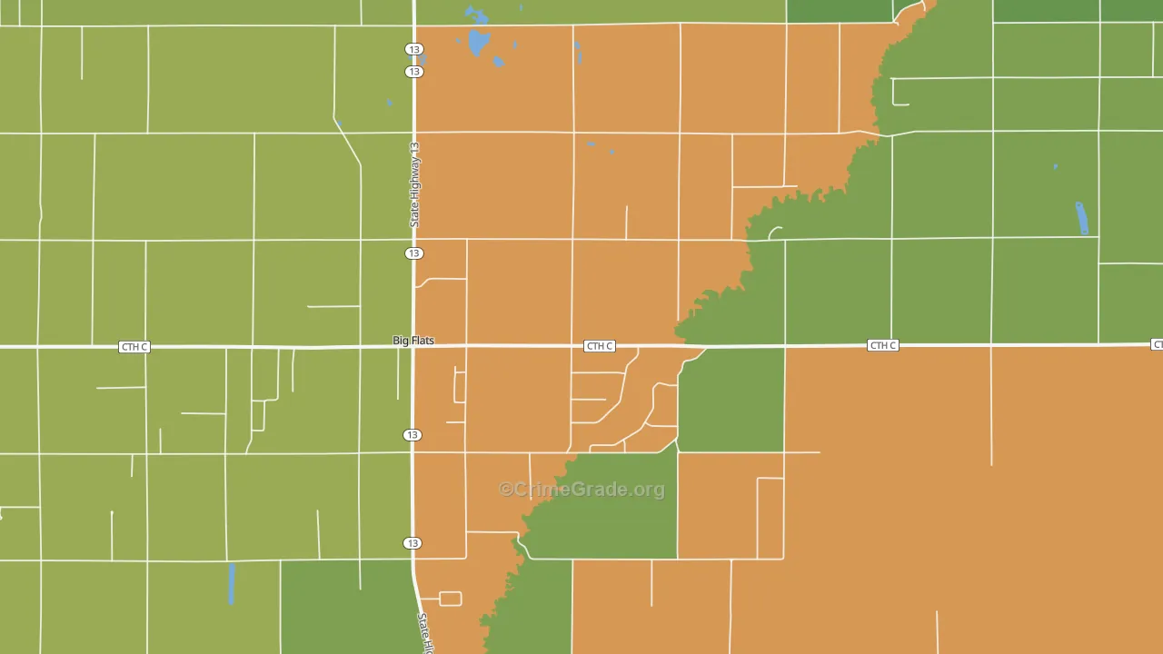 Big Flats, WI Map of Theft Rates