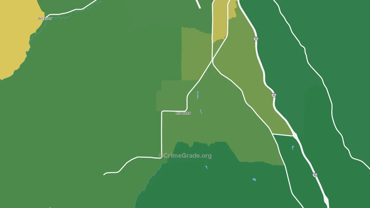 Big Horn, WY Map of Theft Rates