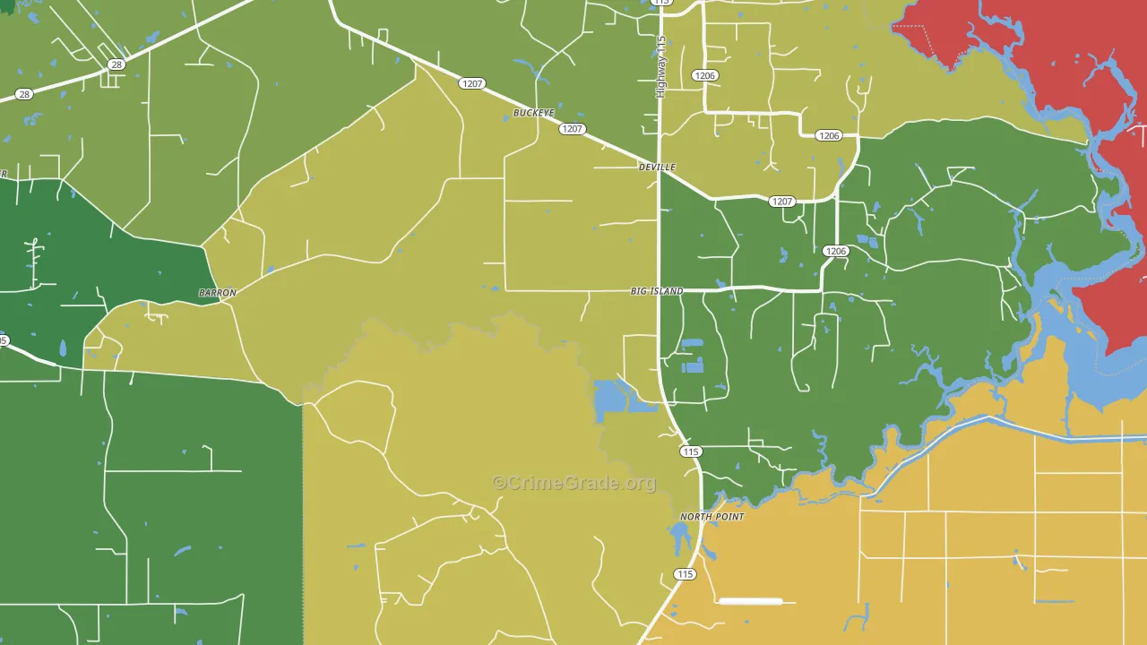 Big Island, LA Map of Theft Rates