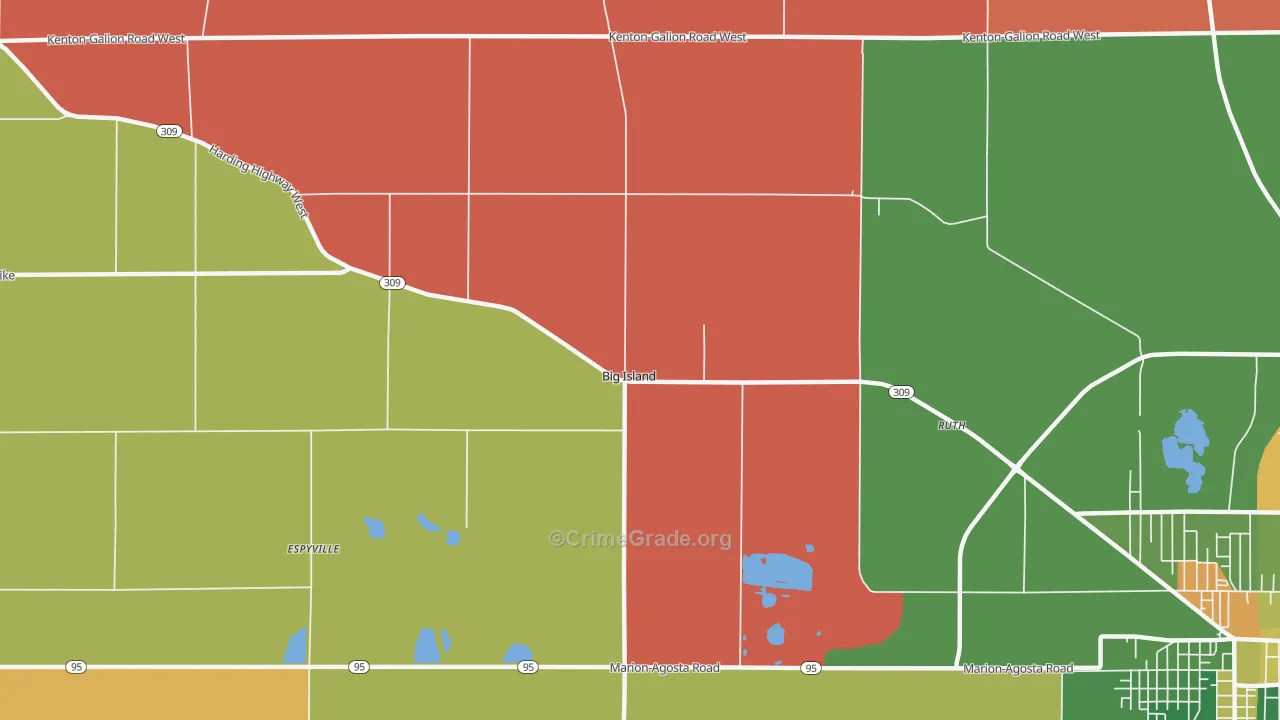 Big Island, OH Map of Theft Rates