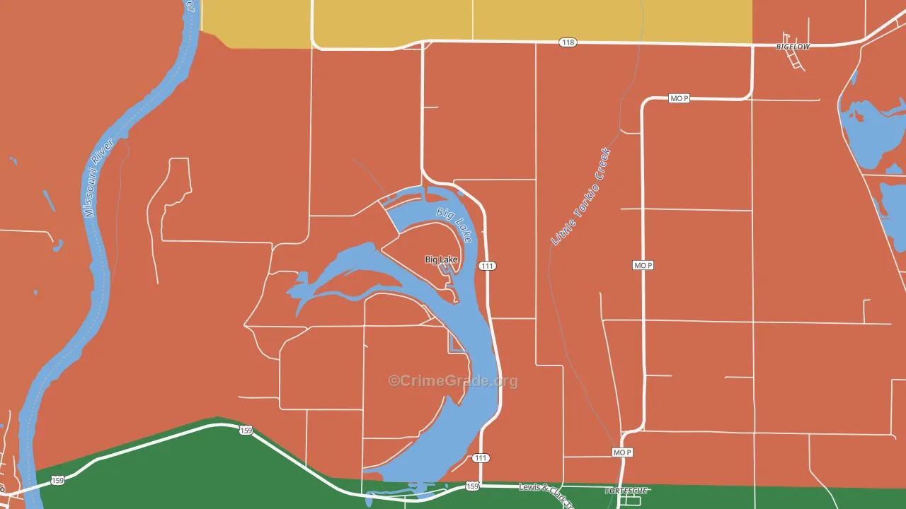 Big Lake, MO Map of Theft Rates