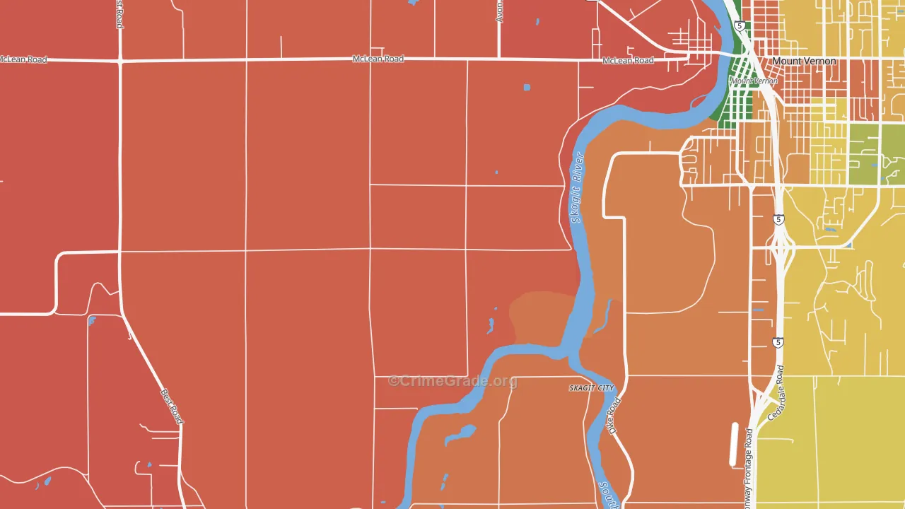Big Lake, WA Map of Theft Rates