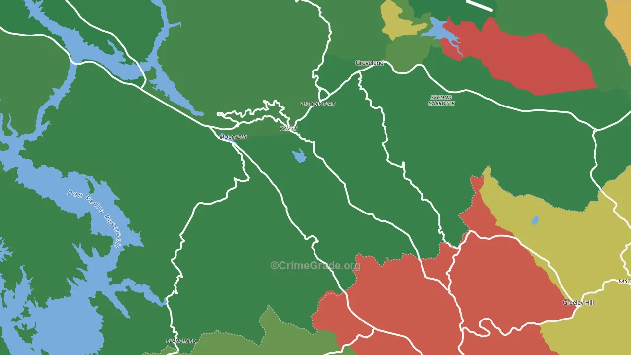 Big Oak Flat, CA Map of Theft Rates