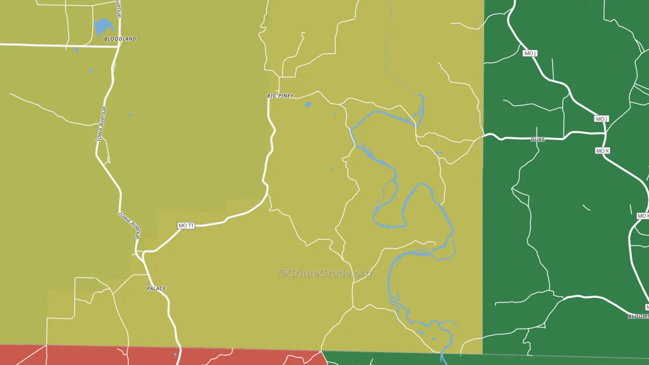 Big Piney, MO Map of Theft Rates