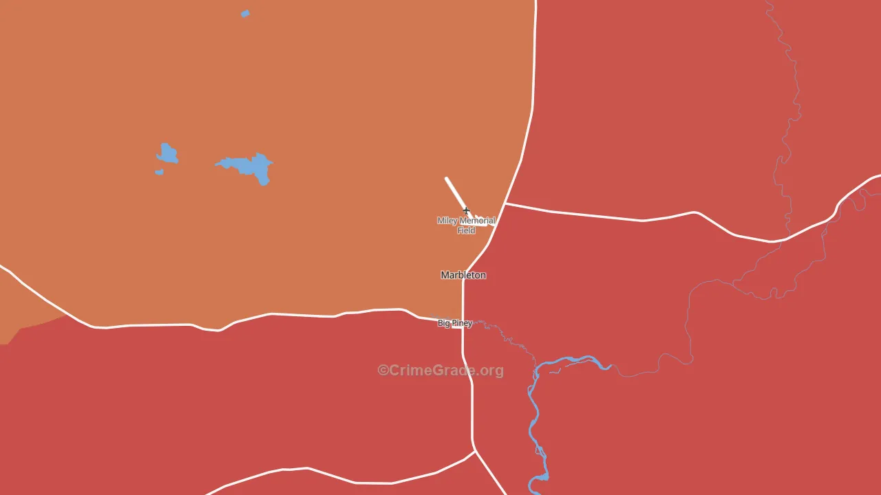 Big Piney, WY Map of Theft Rates