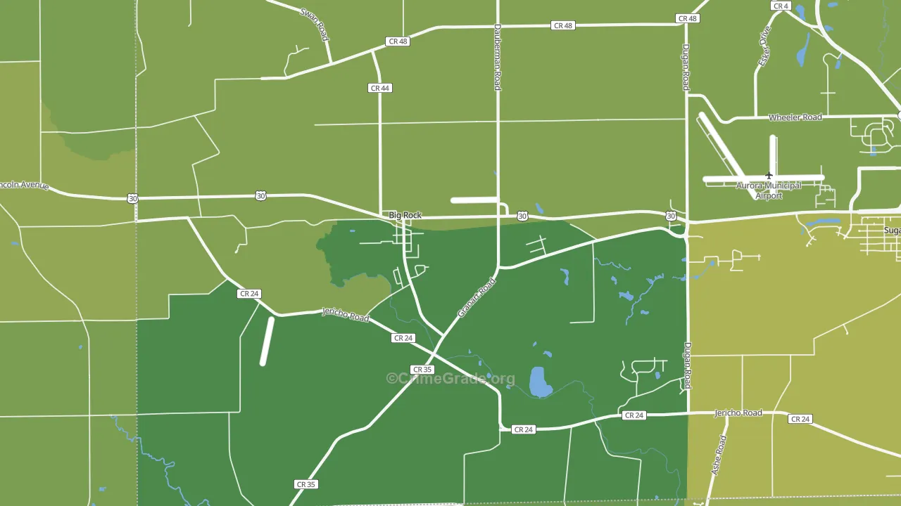 Big Rock, IL Map of Theft Rates