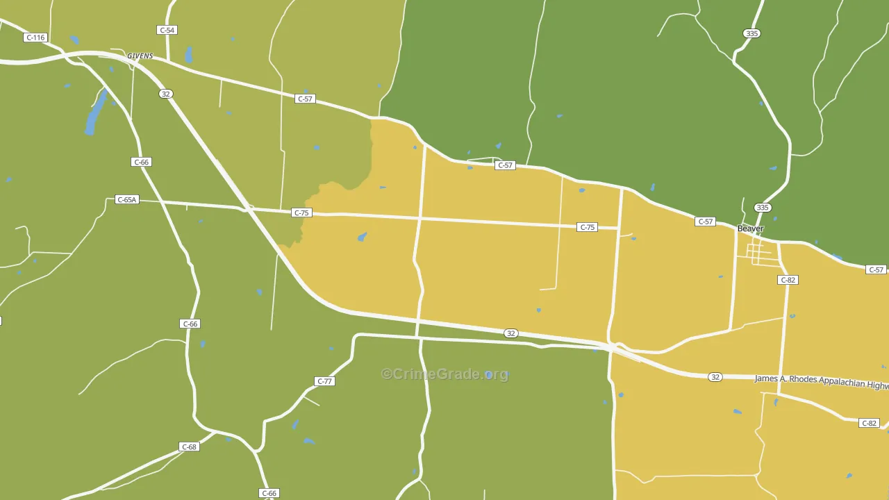Big Rock, OH Map of Theft Rates