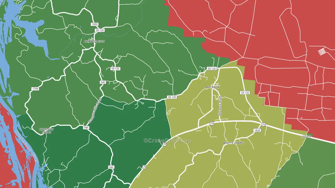 Big Rock, TN Map of Theft Rates