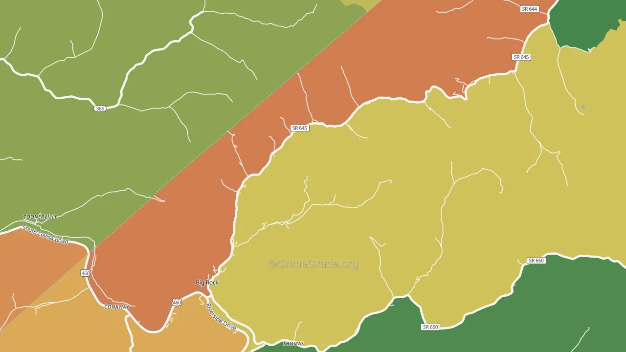 Big Rock, VA Map of Theft Rates