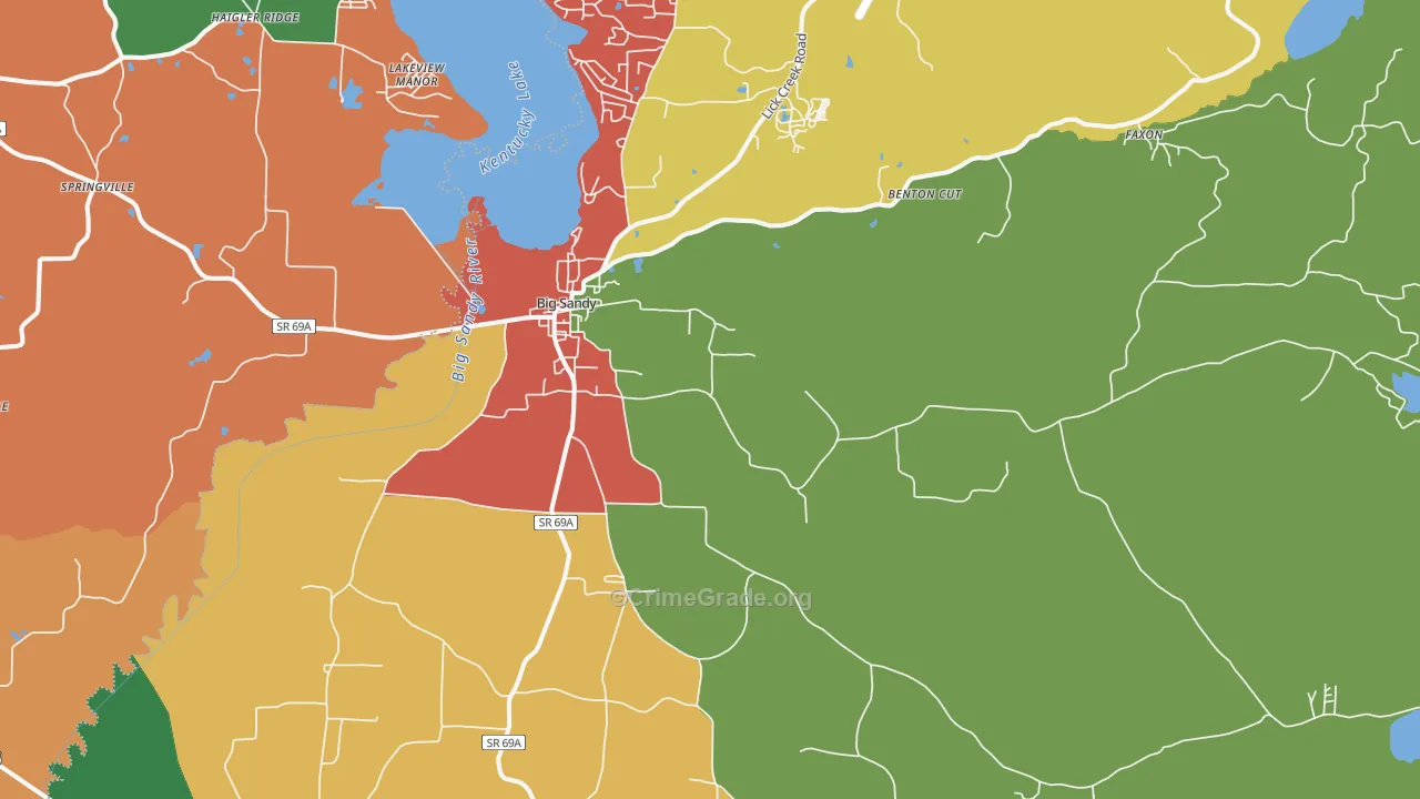 Big Sandy, TN Map of Theft Rates