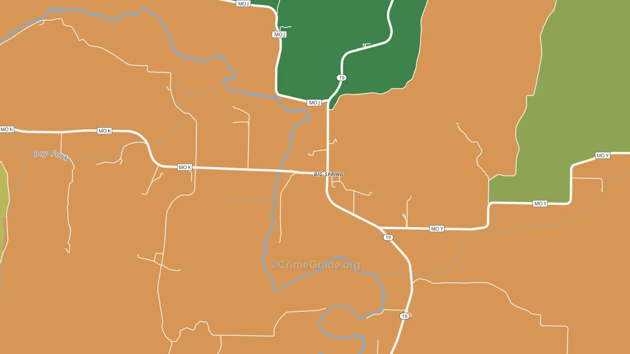 Big Spring, MO Map of Theft Rates
