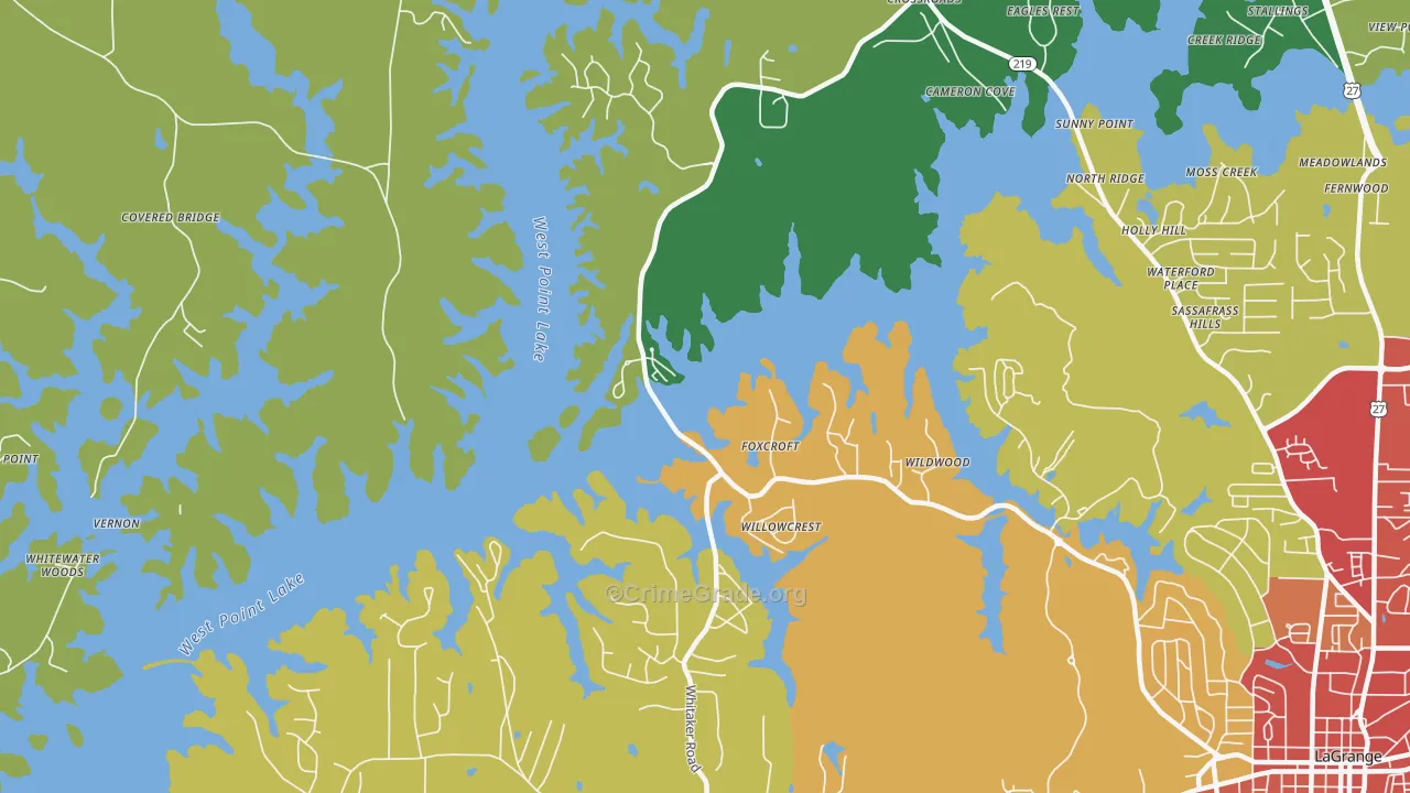 Big Springs, GA Map of Theft Rates