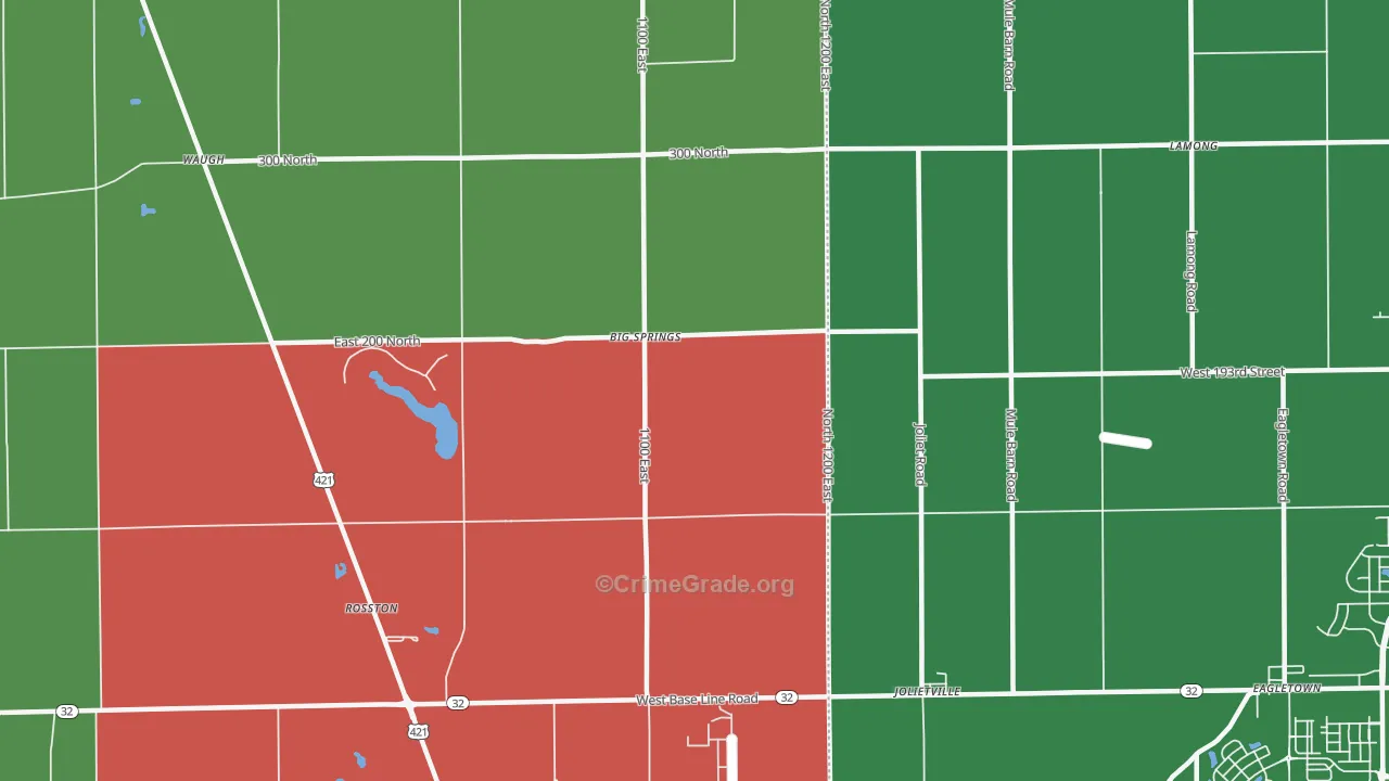 Big Springs, IN Map of Theft Rates