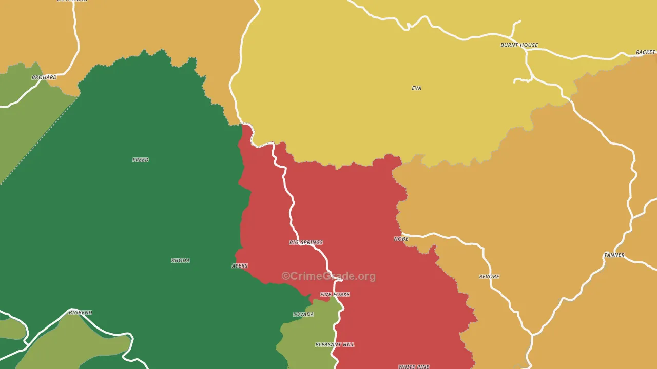 Big Springs, WV Map of Theft Rates