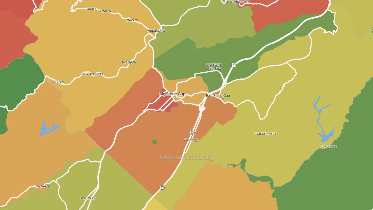 Big Stone Gap, VA Map of Theft Rates
