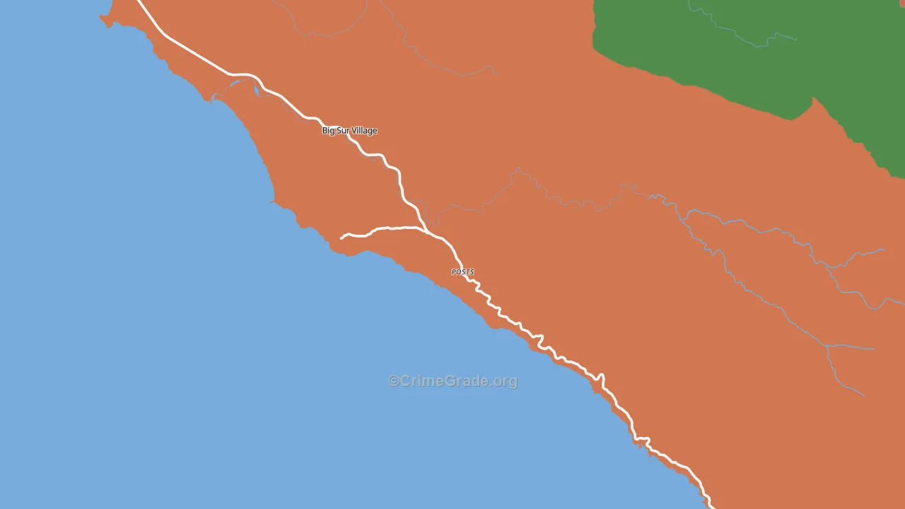 Big Sur, CA Map of Theft Rates
