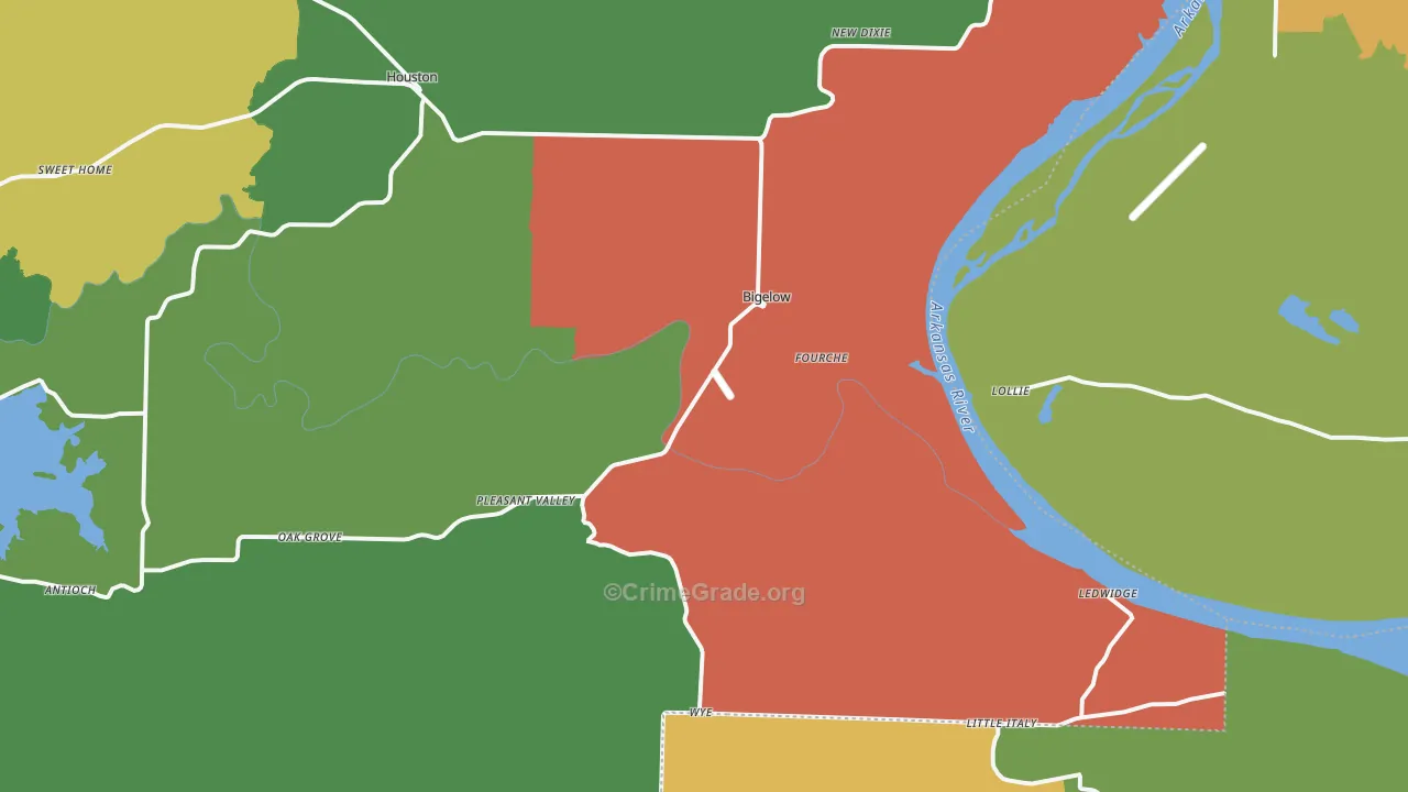 Bigelow, AR Map of Theft Rates