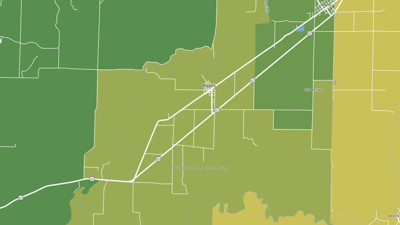 Biggers, AR Map of Theft Rates