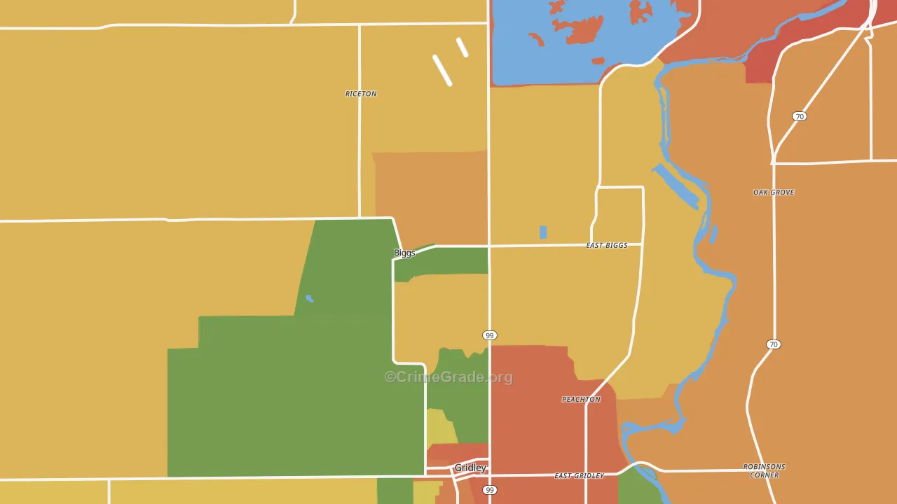 Biggs, CA Map of Theft Rates