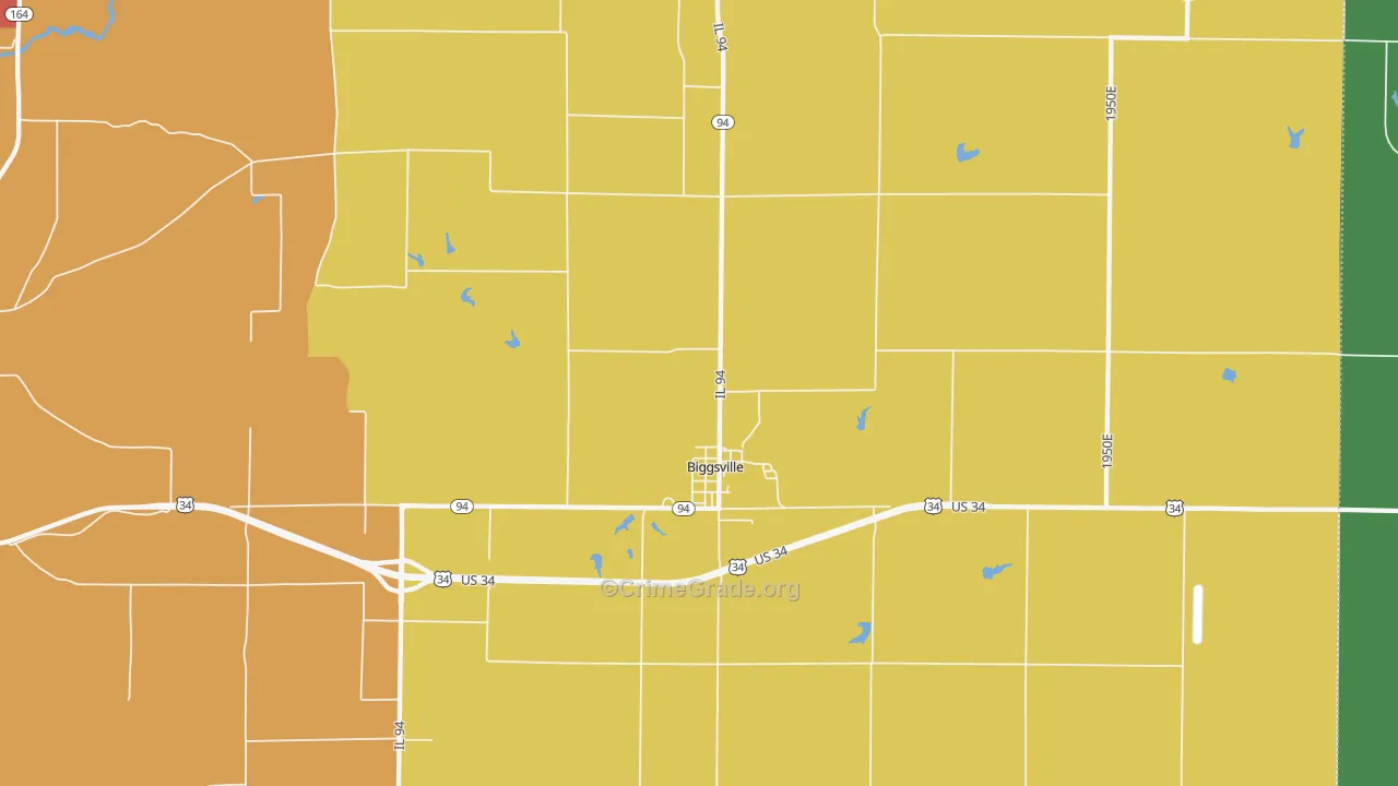 Biggsville, IL Map of Theft Rates
