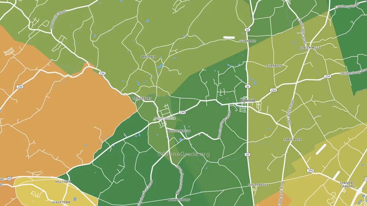 Biglerville, PA Map of Theft Rates
