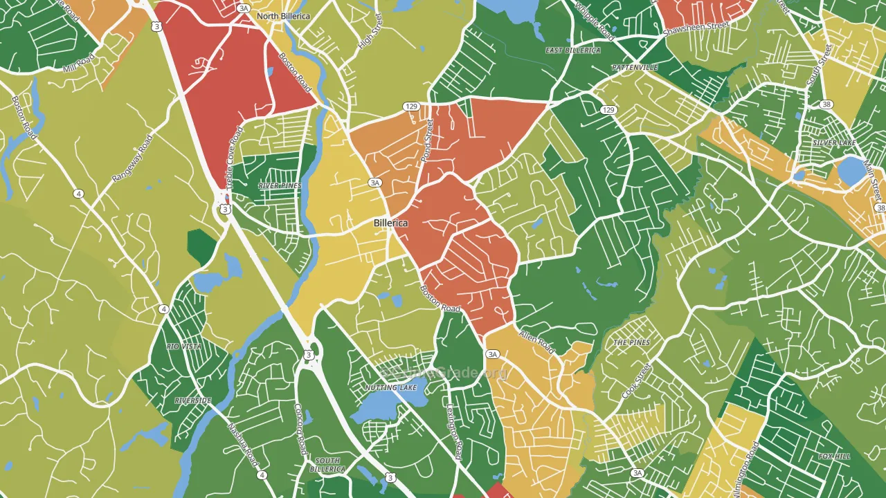 Billerica, MA Map of Theft Rates