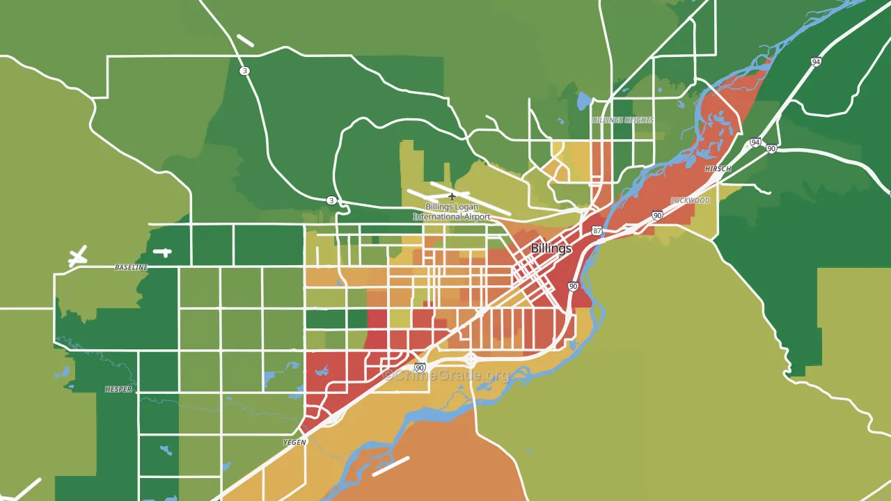 Billings, MT Map of Theft Rates