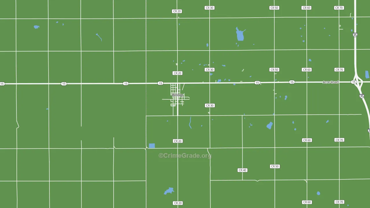 Billings, OK Map of Theft Rates