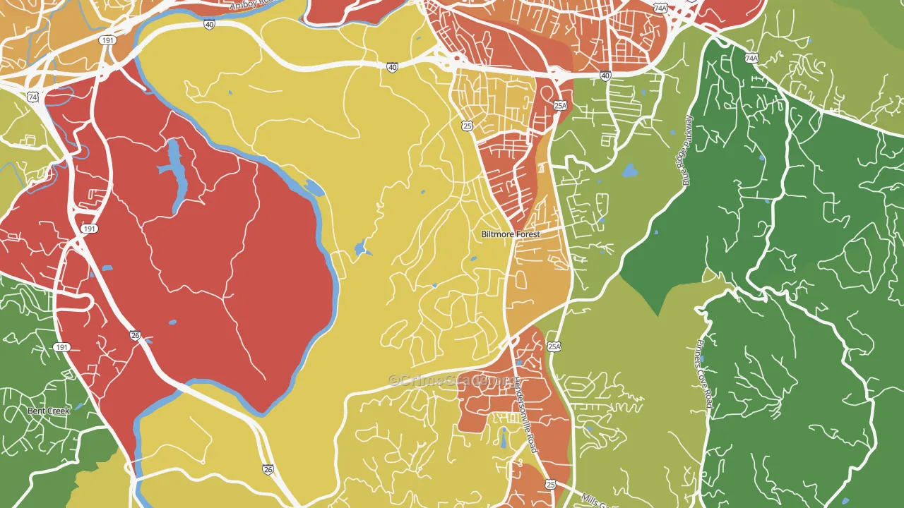 Biltmore Forest, NC Map of Theft Rates