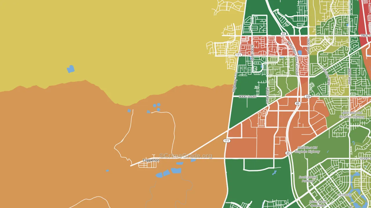 Bingham Canyon, UT Map of Theft Rates