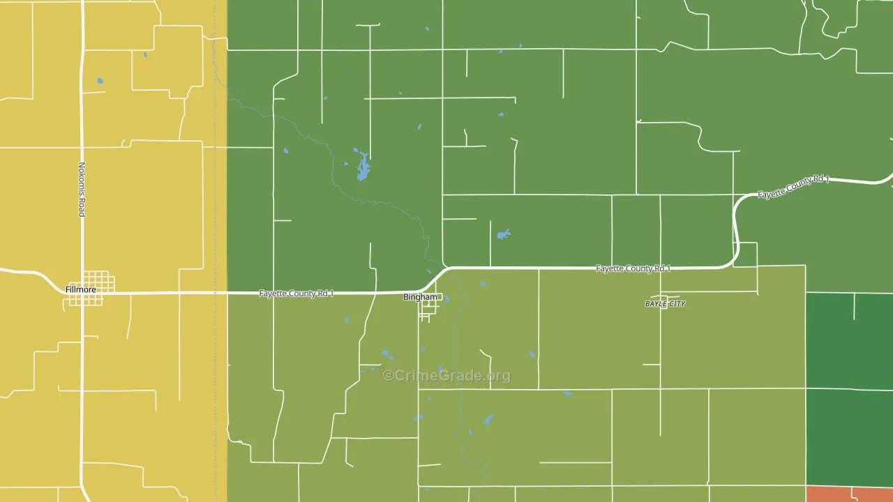 Bingham, IL Map of Theft Rates