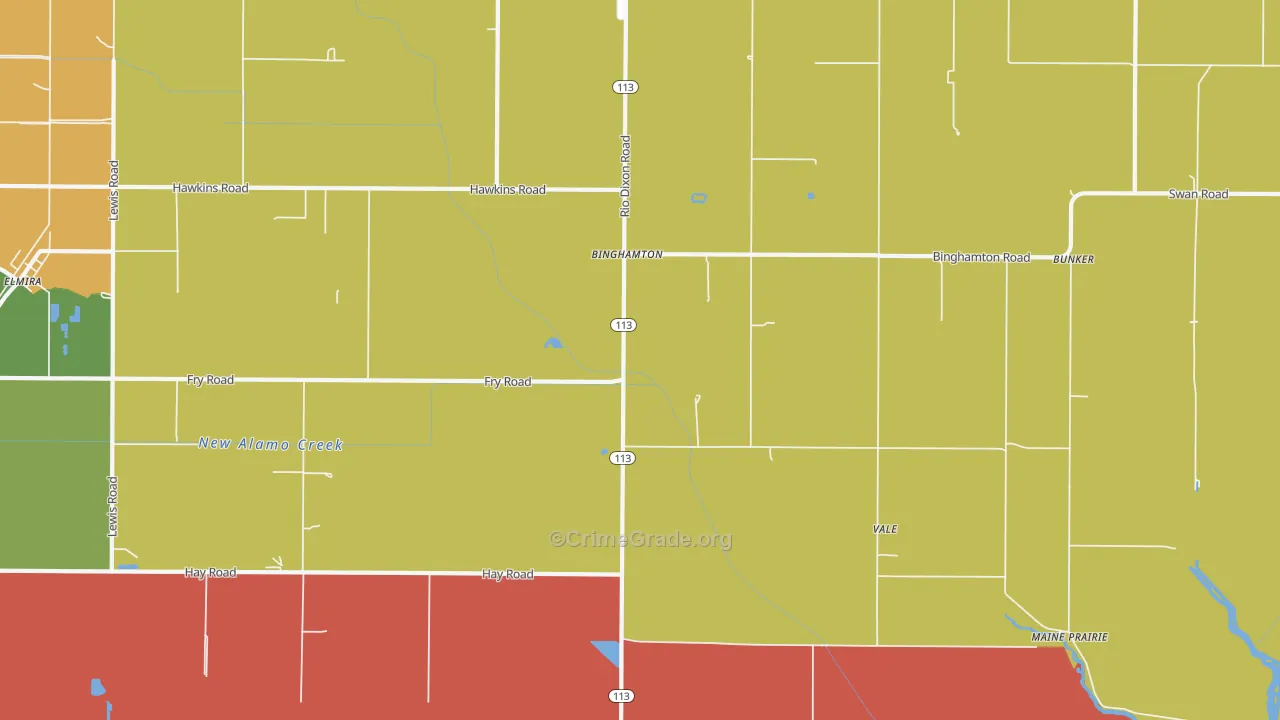 Binghamton, CA Map of Theft Rates