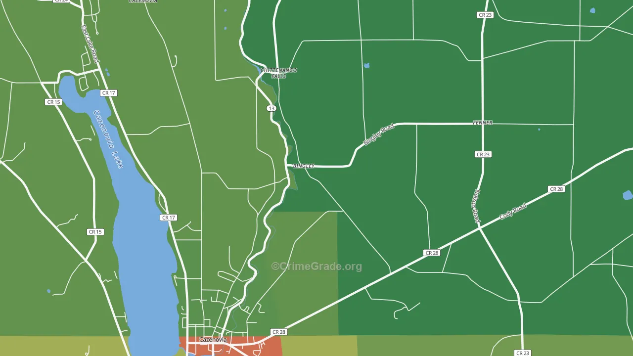 Bingley, NY Map of Theft Rates