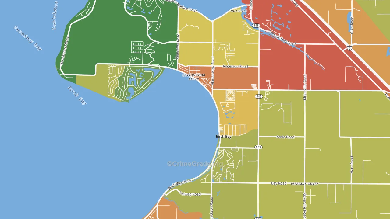 Birch Bay, WA Map of Theft Rates