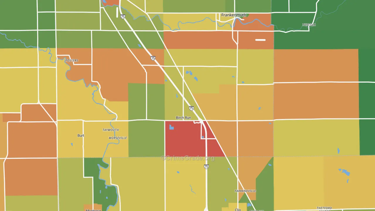Birch Run, MI Map of Theft Rates