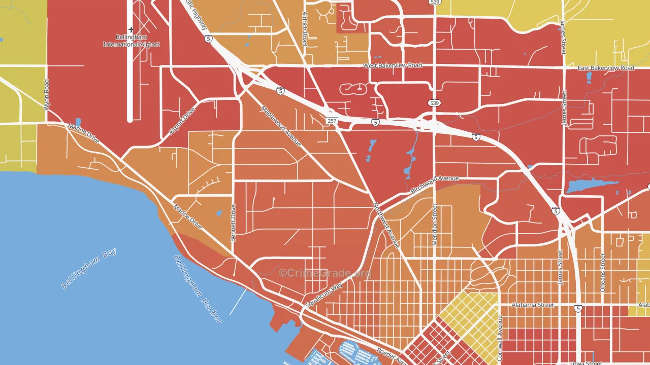 Birchwood, Bellingham, WA Map of Theft Rates