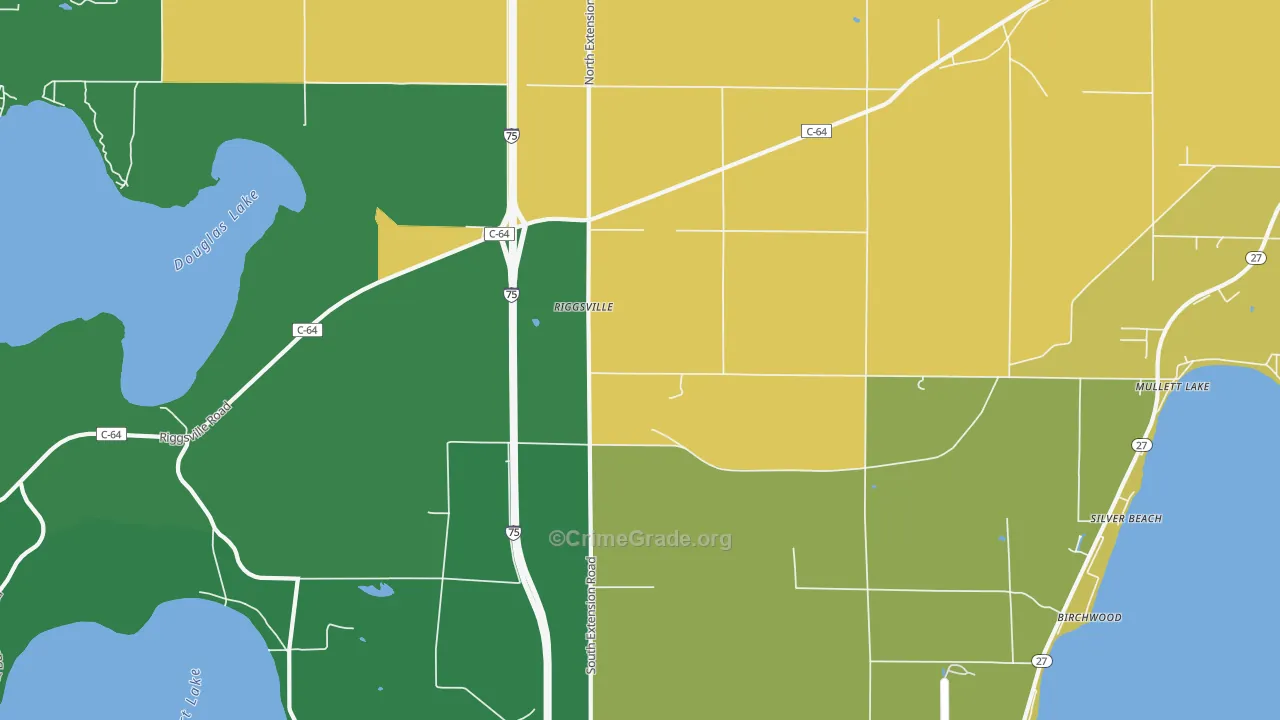 Birchwood, MI Map of Theft Rates