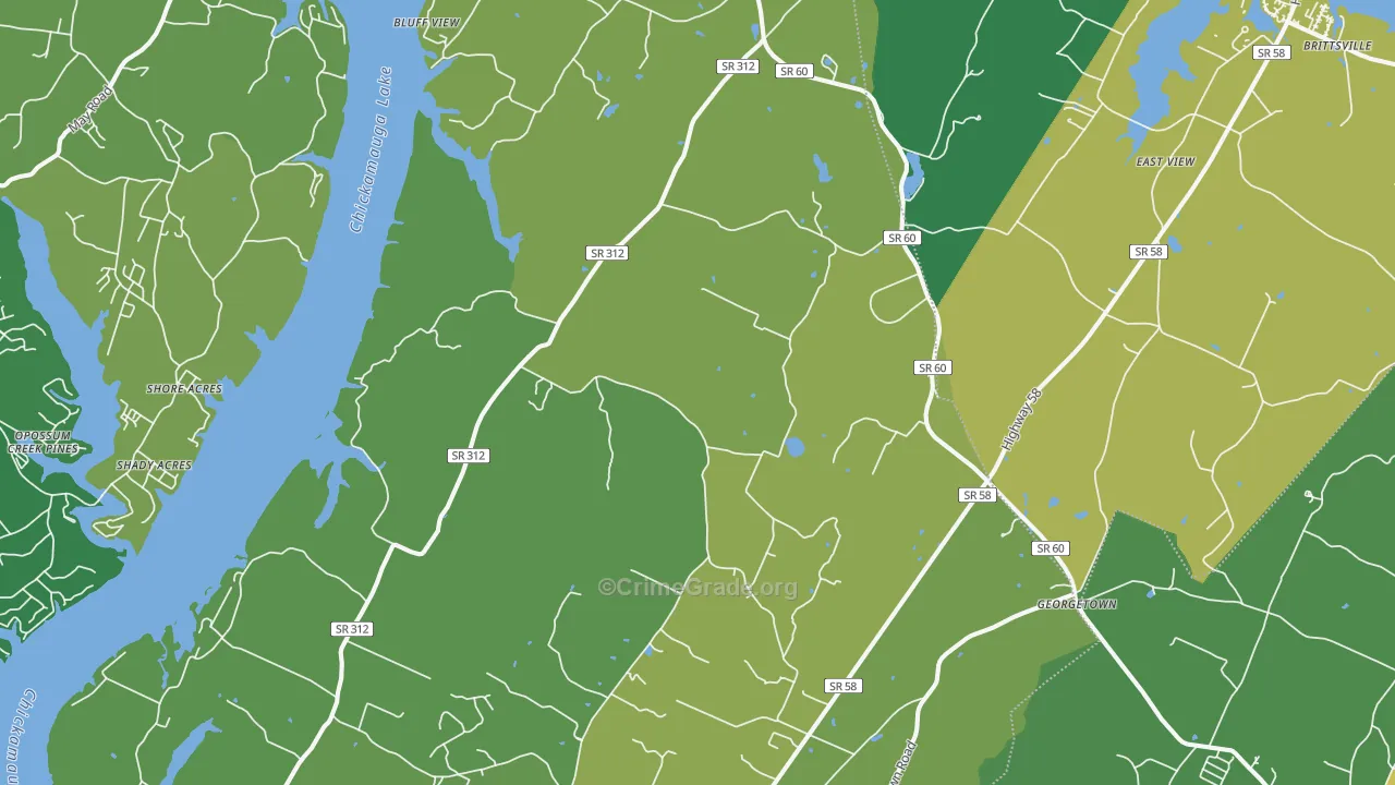 Birchwood, TN Map of Theft Rates