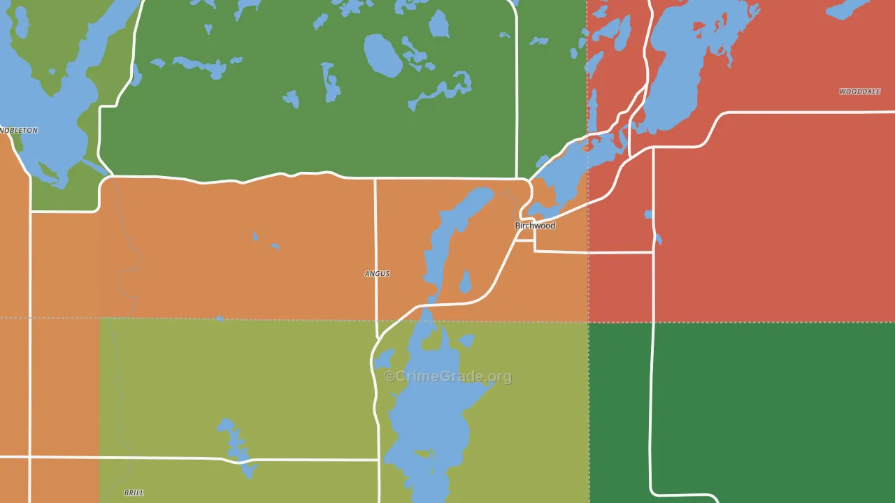 Birchwood, WI Map of Theft Rates
