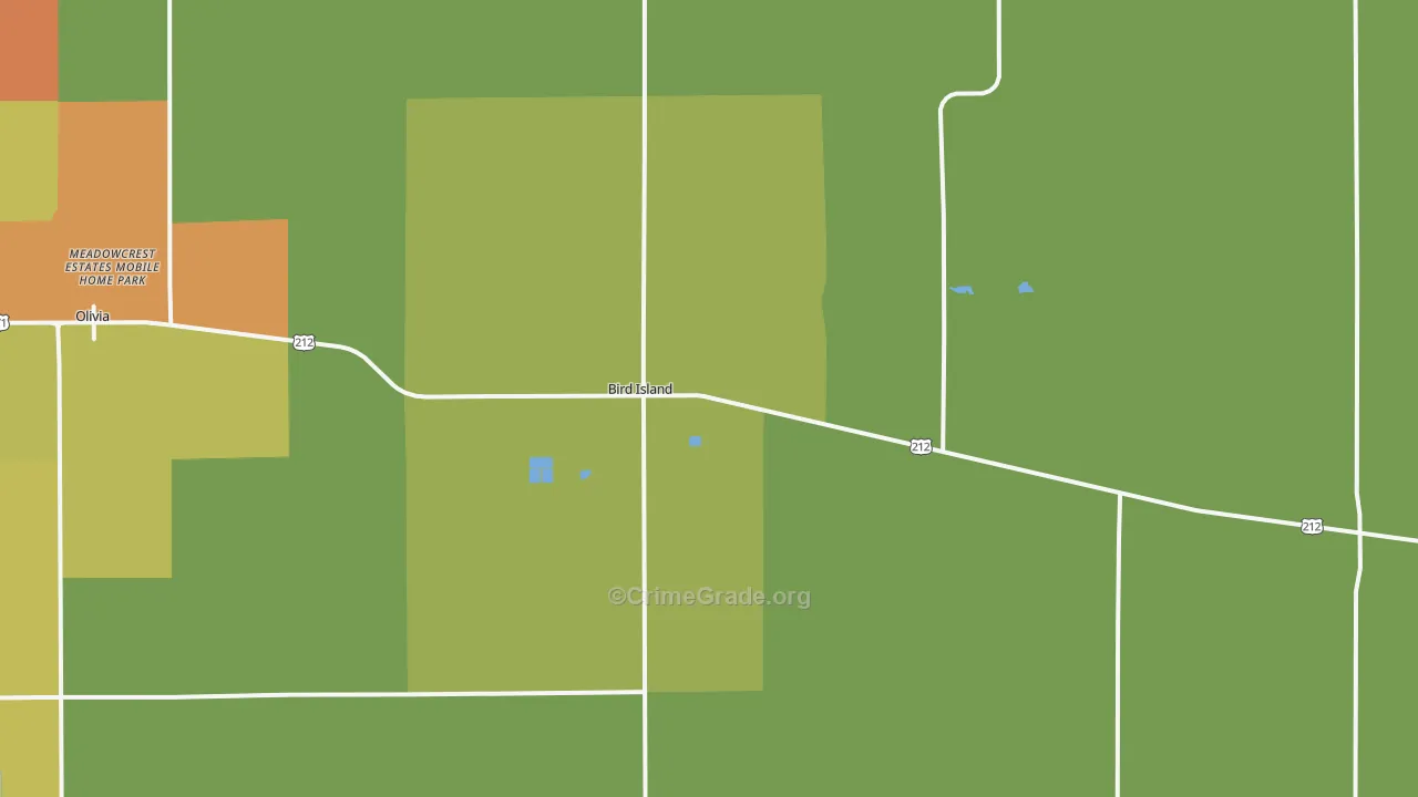 Bird Island, MN Map of Theft Rates