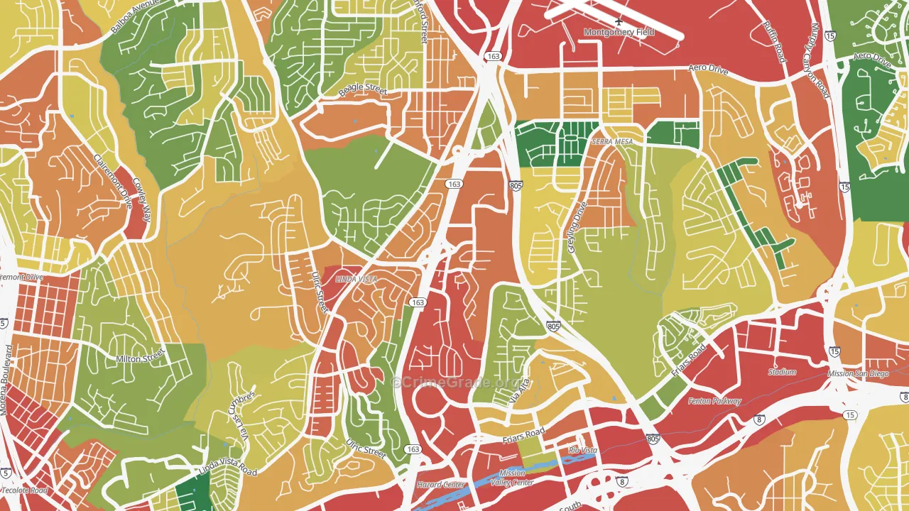 Bird Land, San Diego, CA Map of Theft Rates