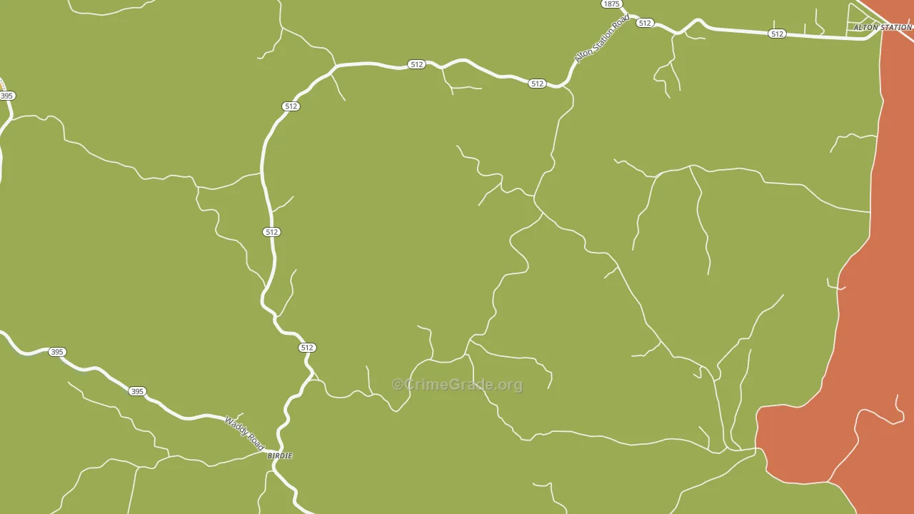 Birdie, KY Map of Theft Rates
