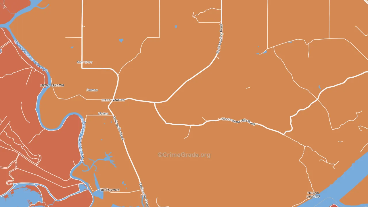 Birds Landing, CA Map of Theft Rates